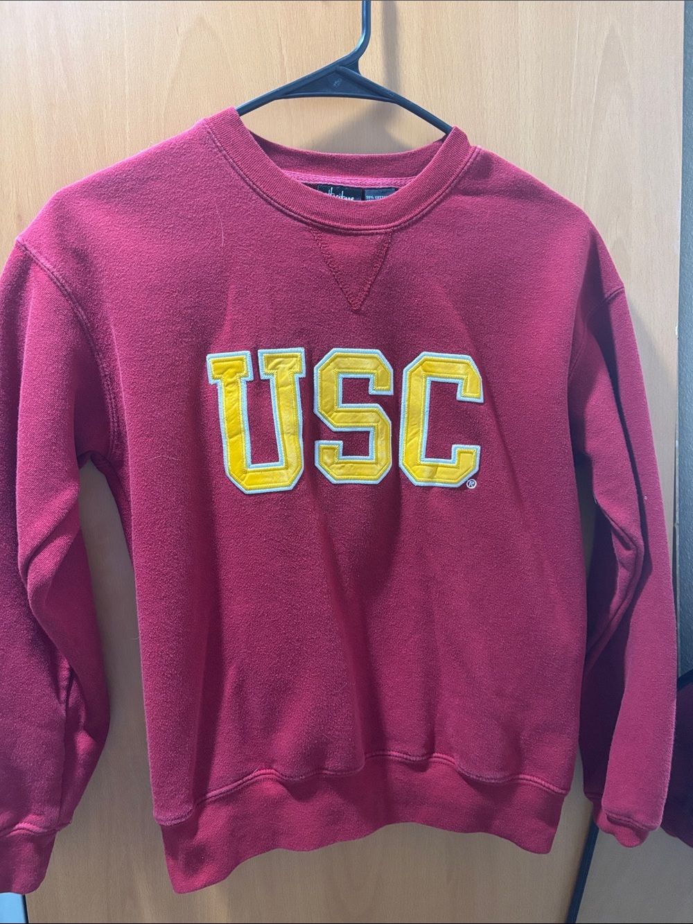USC Maroon Crewneck Sweater with Yellow Applique